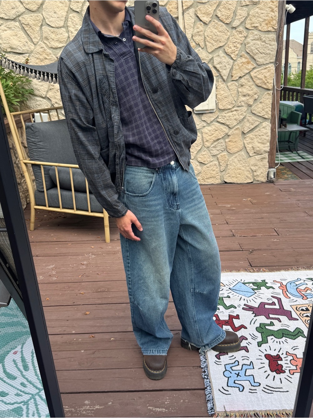 Vintage European Plaid Fitted Bomber Jacket - Picture 3 of 3